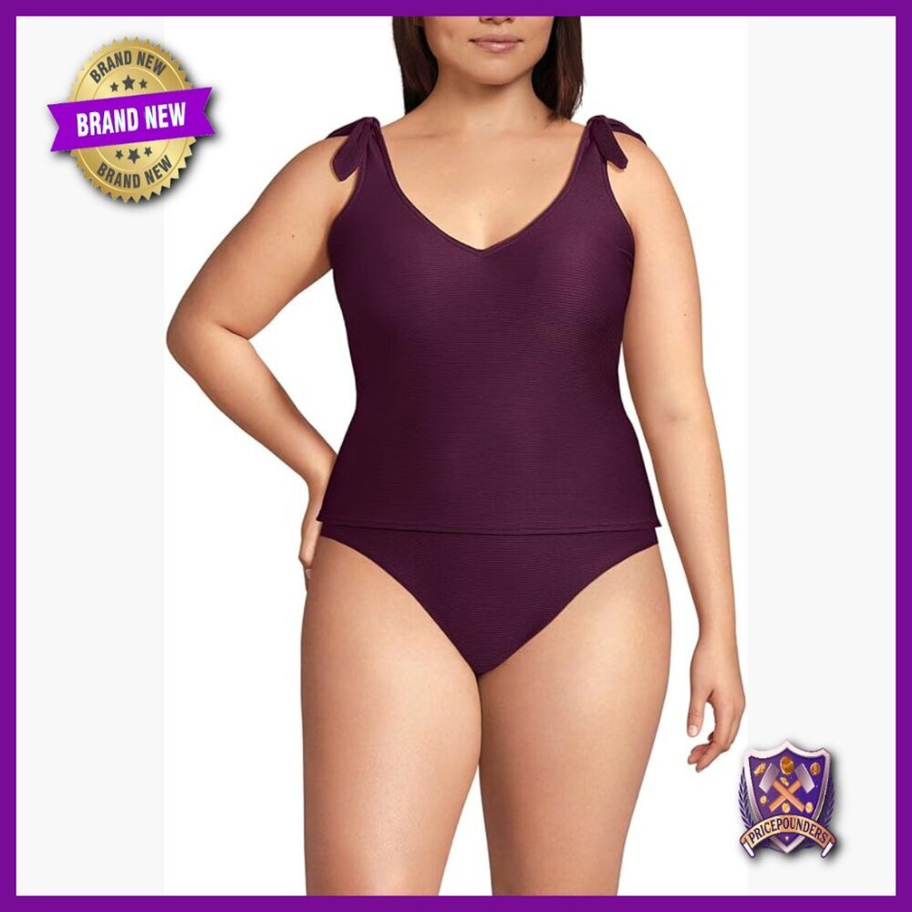 Size 12 Tankini Top with Shoulder Ties, UPF 50 Swimwear